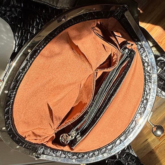 FLEURDELIS Green Rhinestone Tote Bag Purse 15x10x5 Elegant Bling & Logo Design - Picture 3 of 9